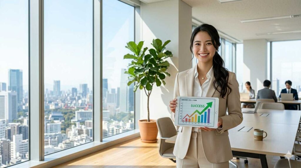 smiling business woman professional office coworking