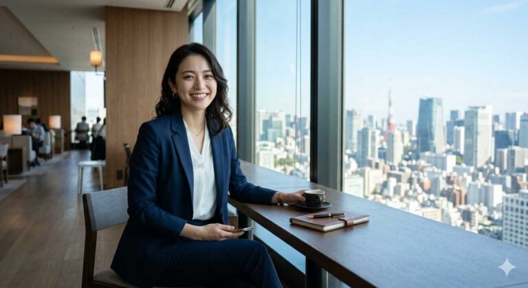 smiling business woman professional smartphone sunlight bright