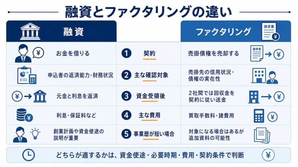 融資とファクタリングの違い