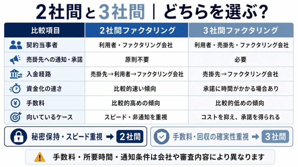 2社間・3社間ファクタリングの選び方