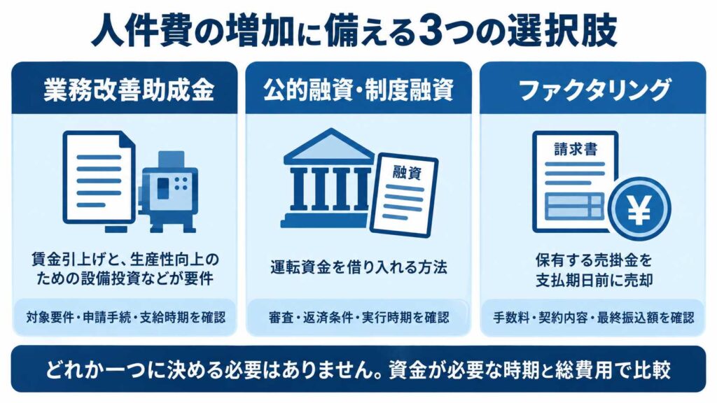 人件費増加に備える3つの資金調達方法