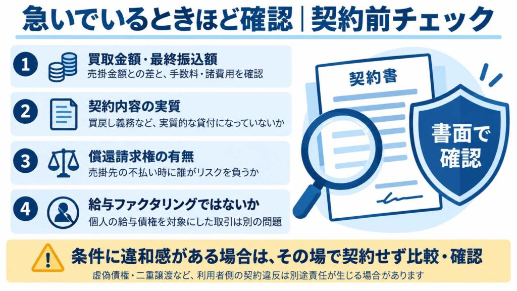 ファクタリング契約前の確認項目