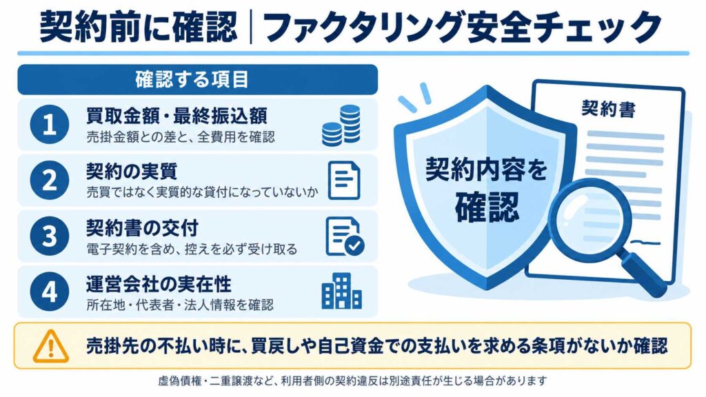 ファクタリング契約前の安全確認項目