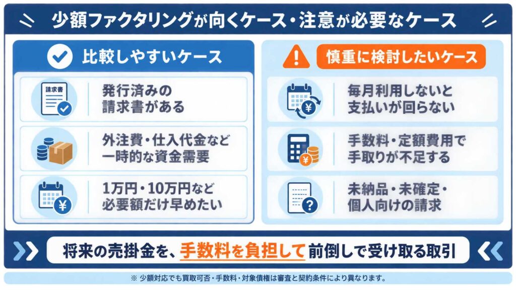 少額ファクタリングが向いているケース