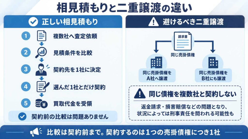 正しい相見積もりと避けるべき二重譲渡の違い