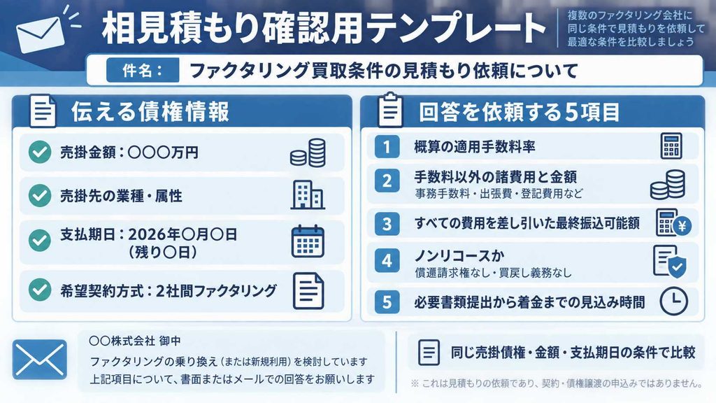 ファクタリングの相見積もり確認用テンプレート