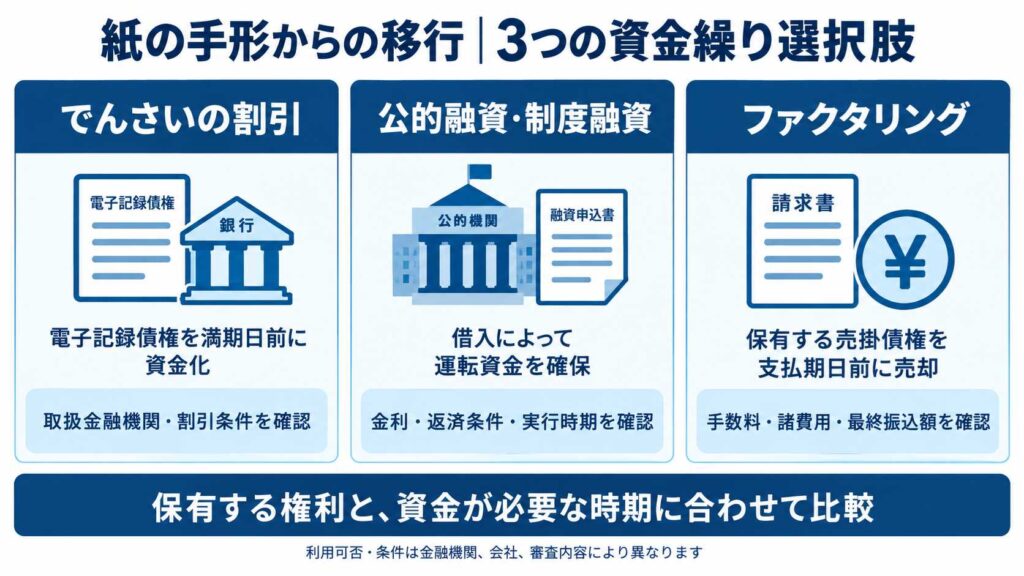手形廃止後に検討できる3つの資金繰り方法