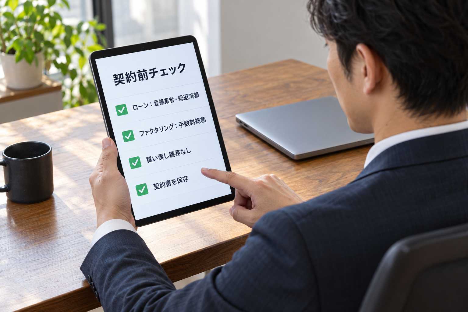 ファクタリングと不動産担保ローンの注意点を確認する図解
