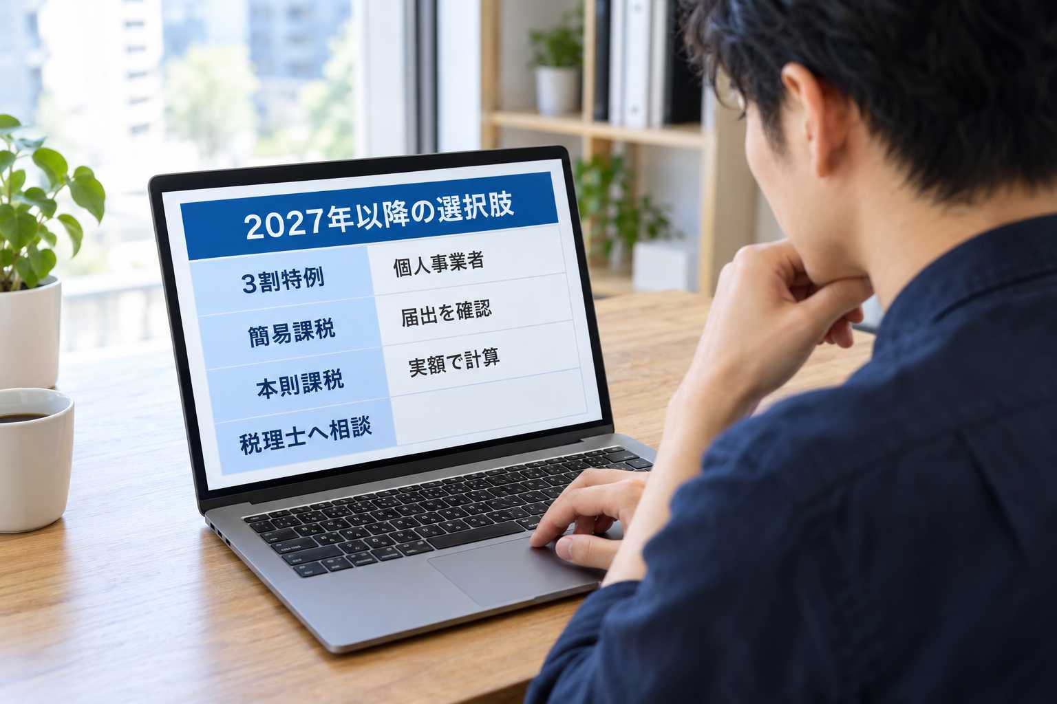 3割特例・簡易課税・本則課税を比較する図解