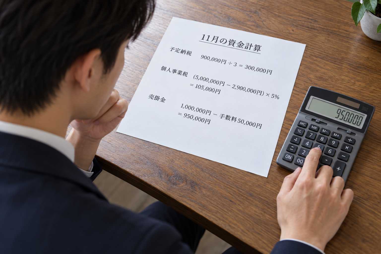 予定納税額とファクタリング手数料の計算例