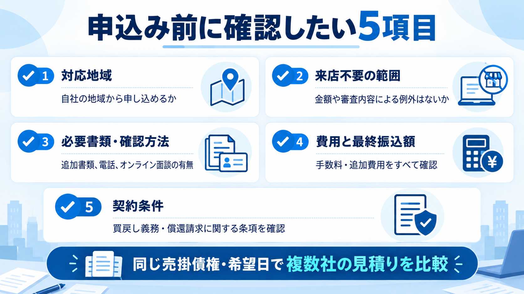 ファクタリング申込み前チェックリストのイメージ